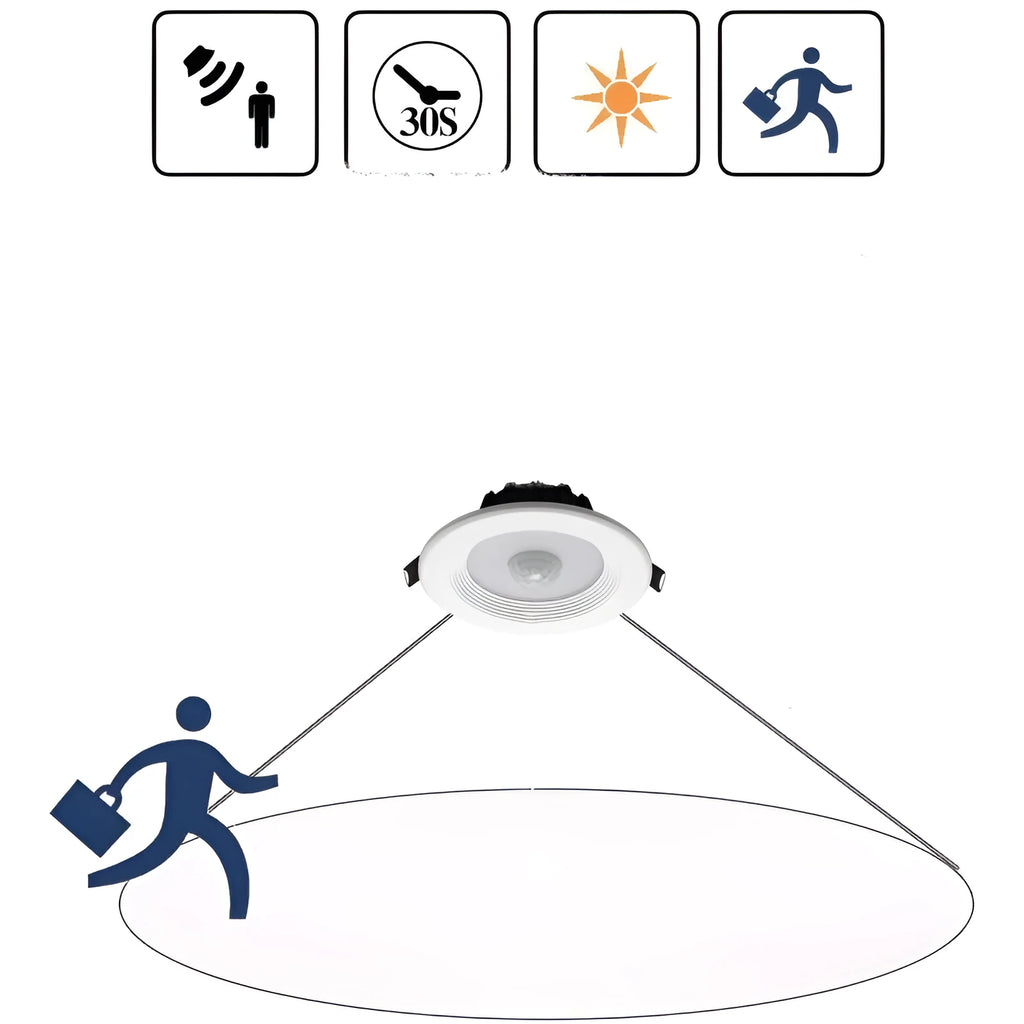 Infrared body sensing LED downlight with aluminium housing for motion-activated kitchen study toilet lighting