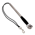Stainless steel bike leash for dogs, black, 44cm handle, 2.2cm diameter, leash extends to 190cm.