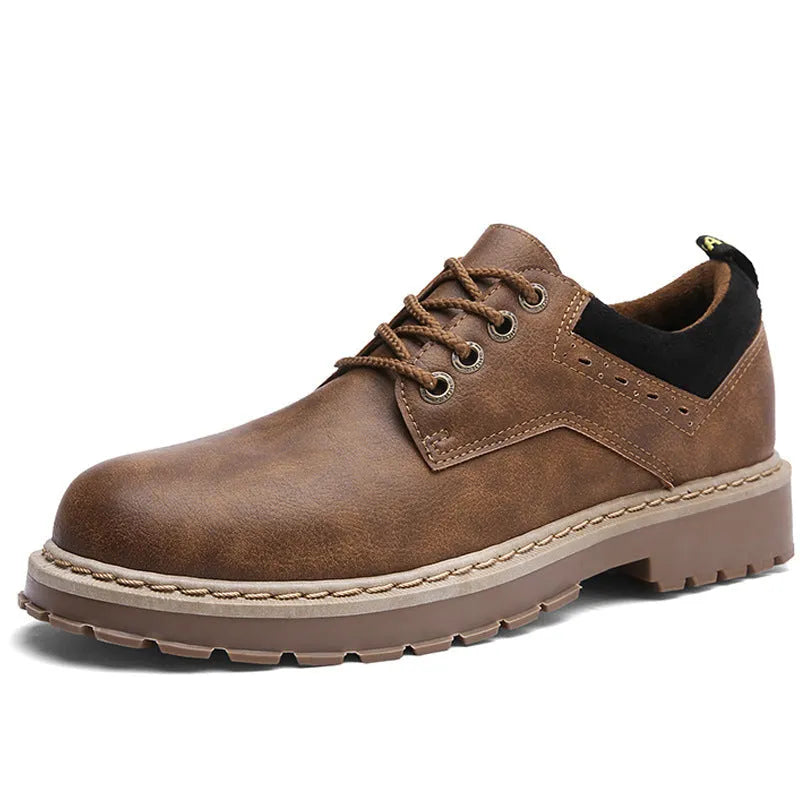 Men's casual shoes with round toe and artificial PU upper in black, brown and dark brown colour options