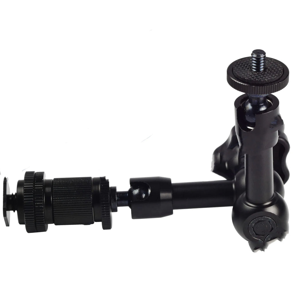 Black MENGS 7-inch all-metal magic friction articulating arm for DSLR camera with hot shoe mount
