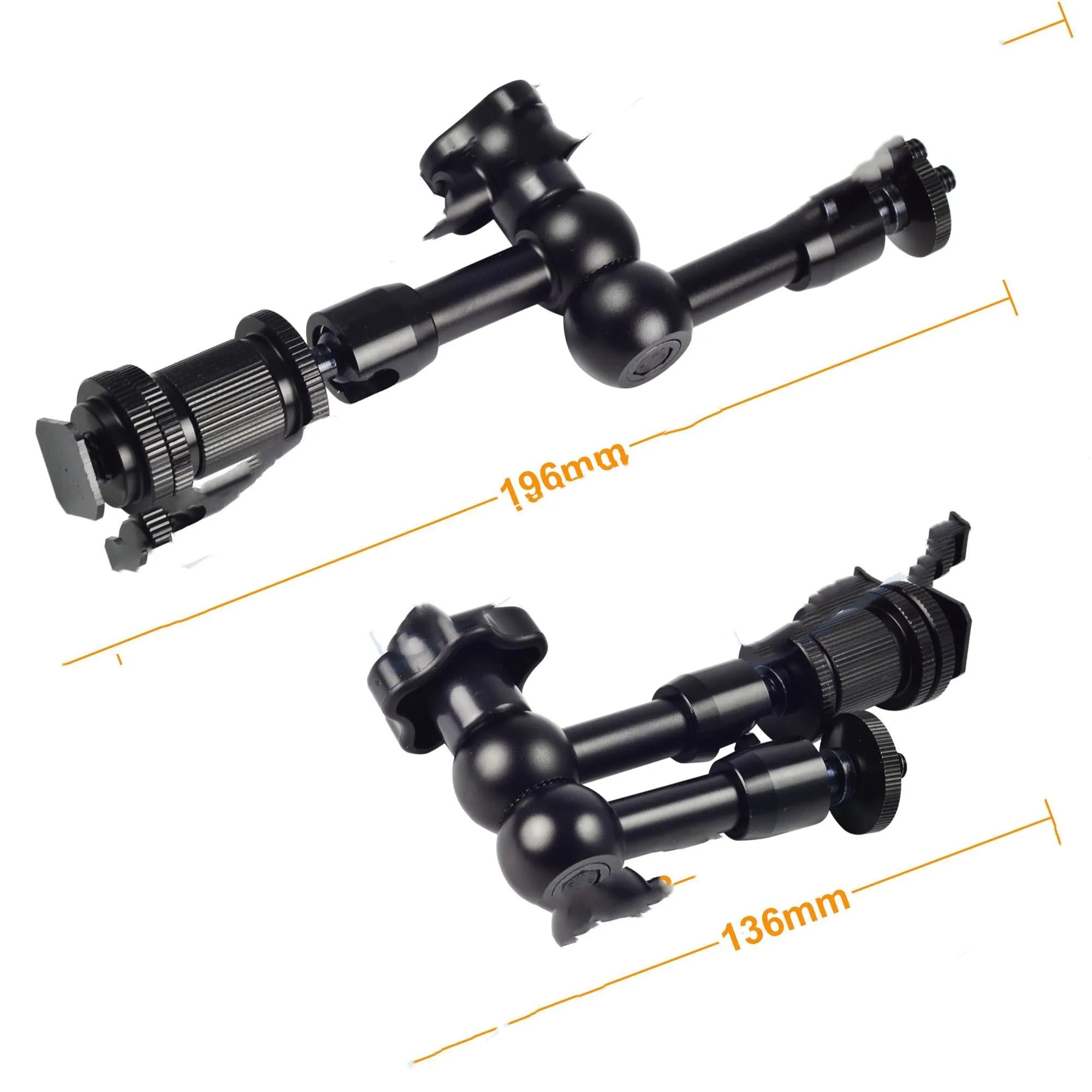 Black MENGS 7-inch all-metal magic friction articulating arm for DSLR camera with hot shoe mount