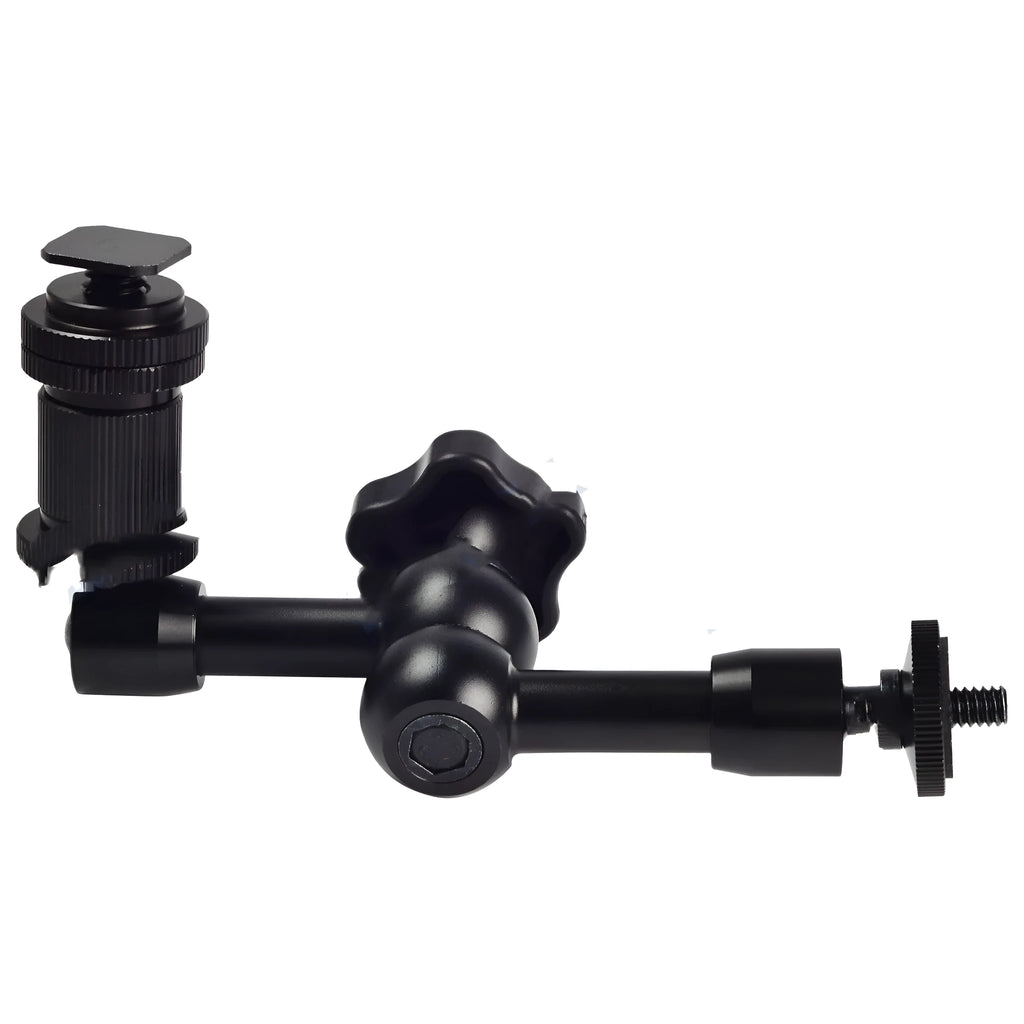 Black MENGS 7-inch all-metal magic friction articulating arm for DSLR camera with hot shoe mount