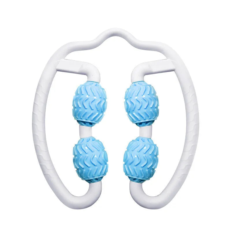 Purple and pink annular leg massage roller made from environmentally friendly silicone