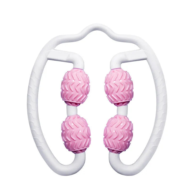 Purple and pink annular leg massage roller made from environmentally friendly silicone