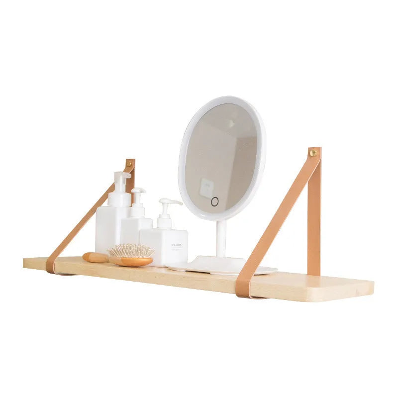 Pine wood wall-mounted storage shelf in Nordic style, dimensions 50 cm by 16 cm