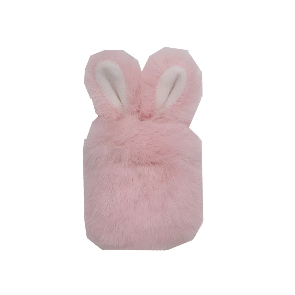 Pink plush silicone AirPods cover with rabbit ears design