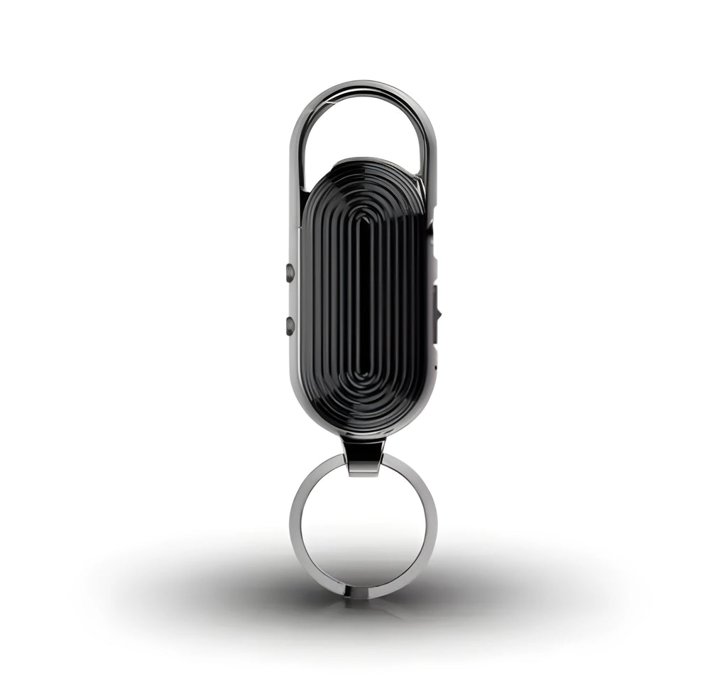 Black zinc alloy portable digital voice recorder with voice control and encryption features