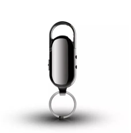 Black zinc alloy portable digital voice recorder with voice control and encryption features