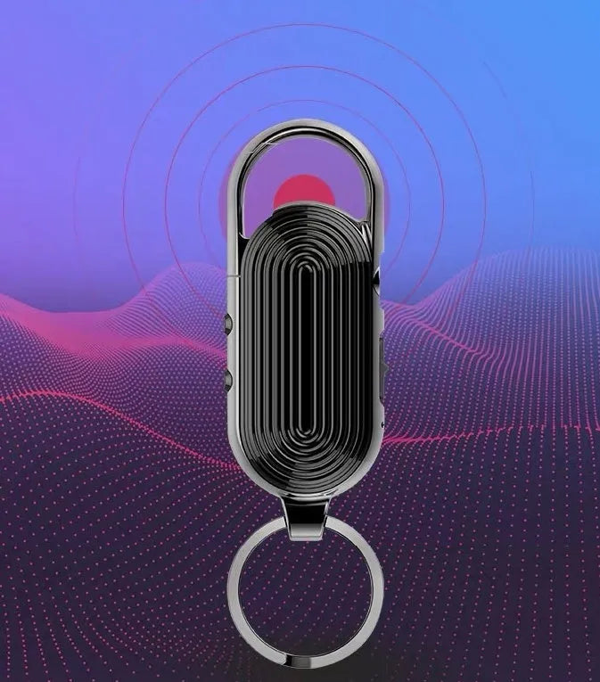 Black zinc alloy portable digital voice recorder with voice control and encryption features