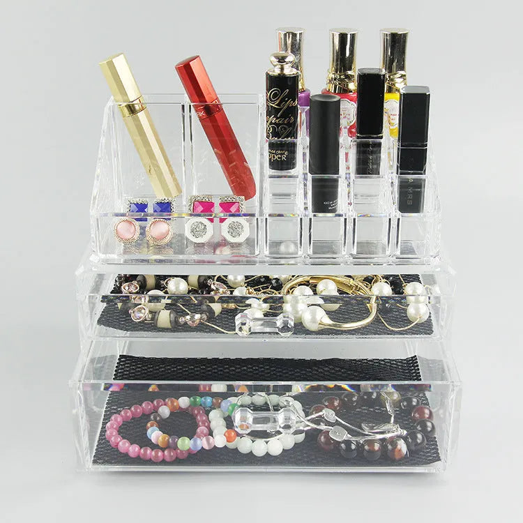 Transparent acrylic foldable storage box with 18L capacity for makeup organisation