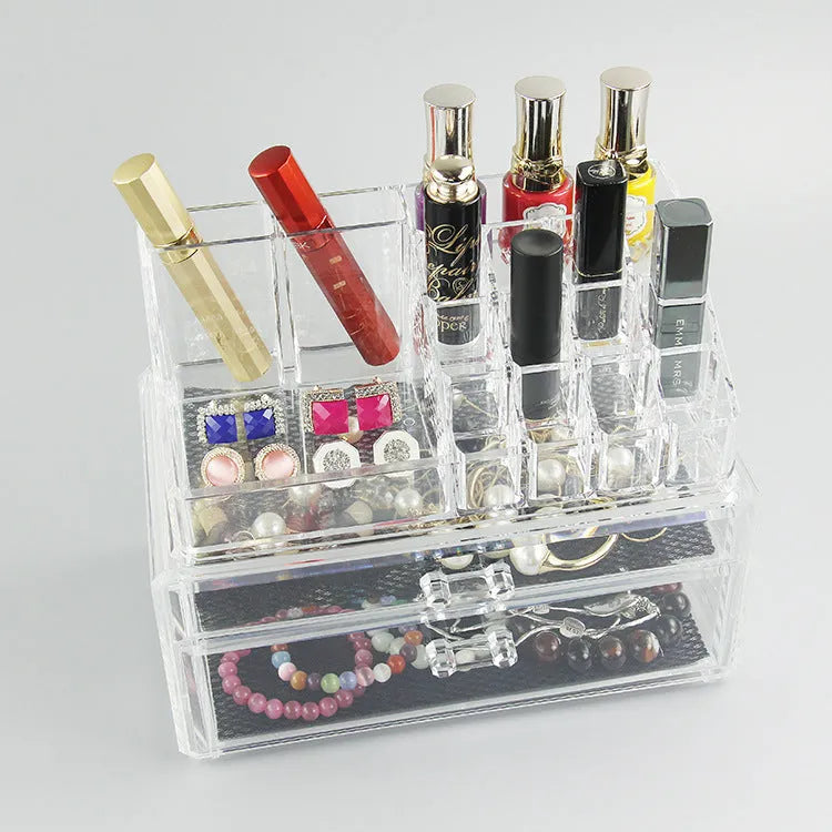 Transparent acrylic foldable storage box with 18L capacity for makeup organisation