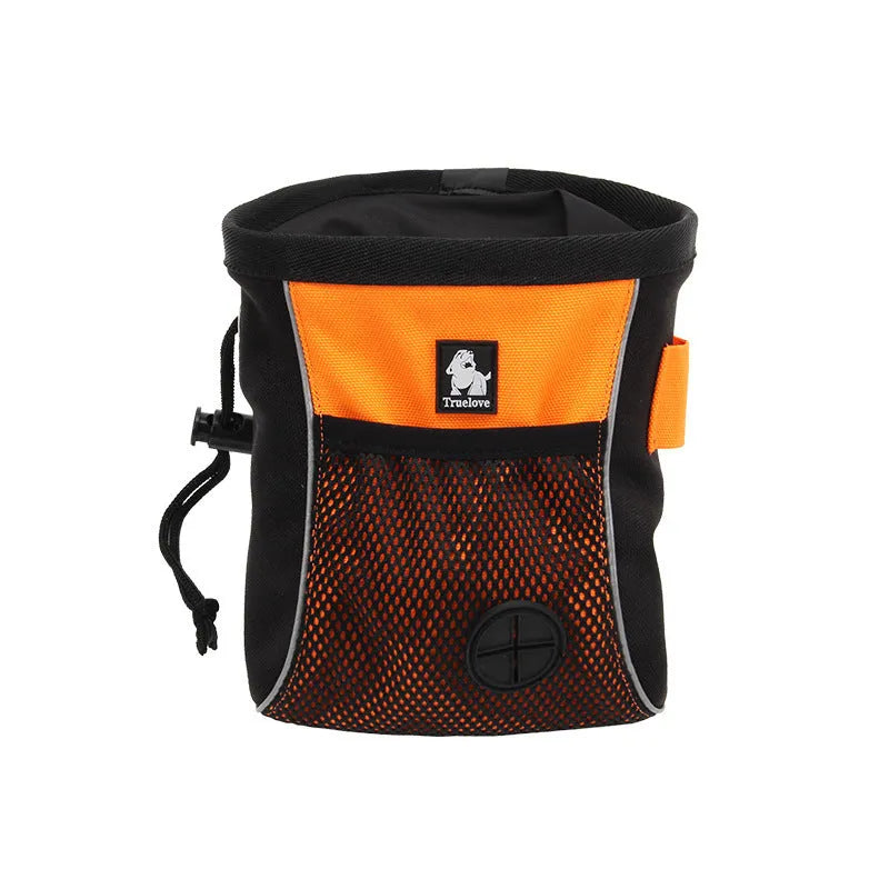 Dog training waist bag in green with adjustable strap and removable waste bag compartment