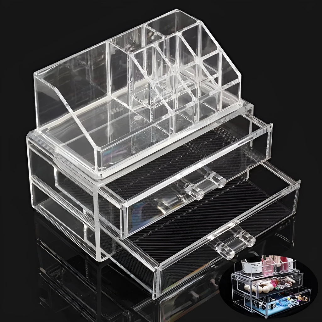Transparent acrylic foldable storage box with 18L capacity for makeup organisation