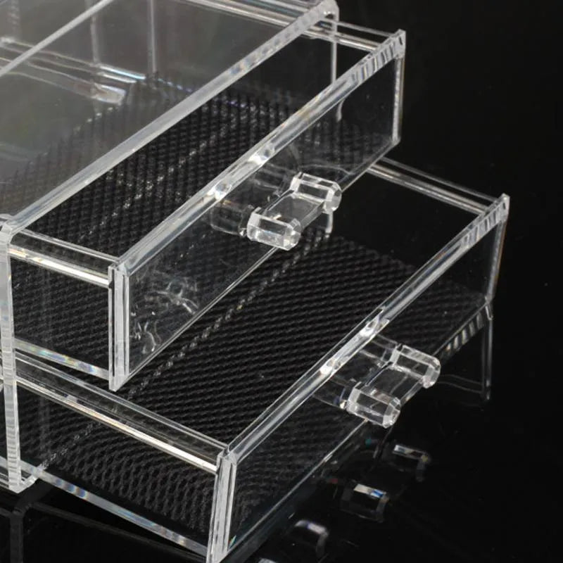 Transparent acrylic foldable storage box with 18L capacity for makeup organisation