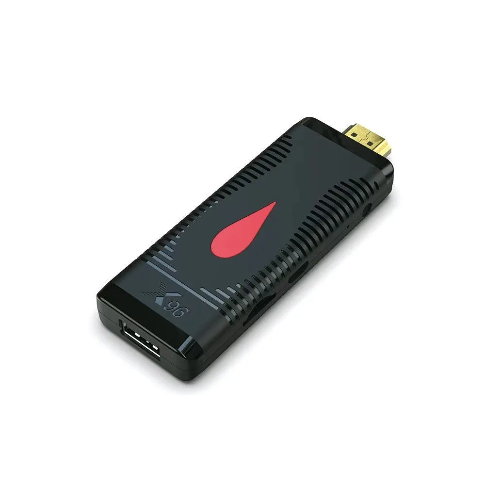 Smart TV Stick Mini Dongle with Allwinner H313 processor and remote control showing HDMI connection