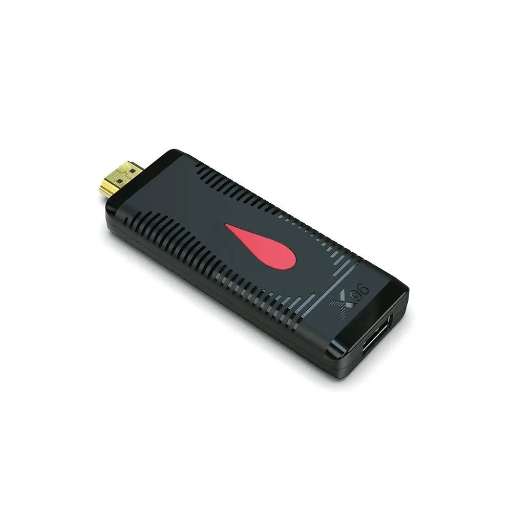 Smart TV Stick Mini Dongle with Allwinner H313 processor and remote control showing HDMI connection