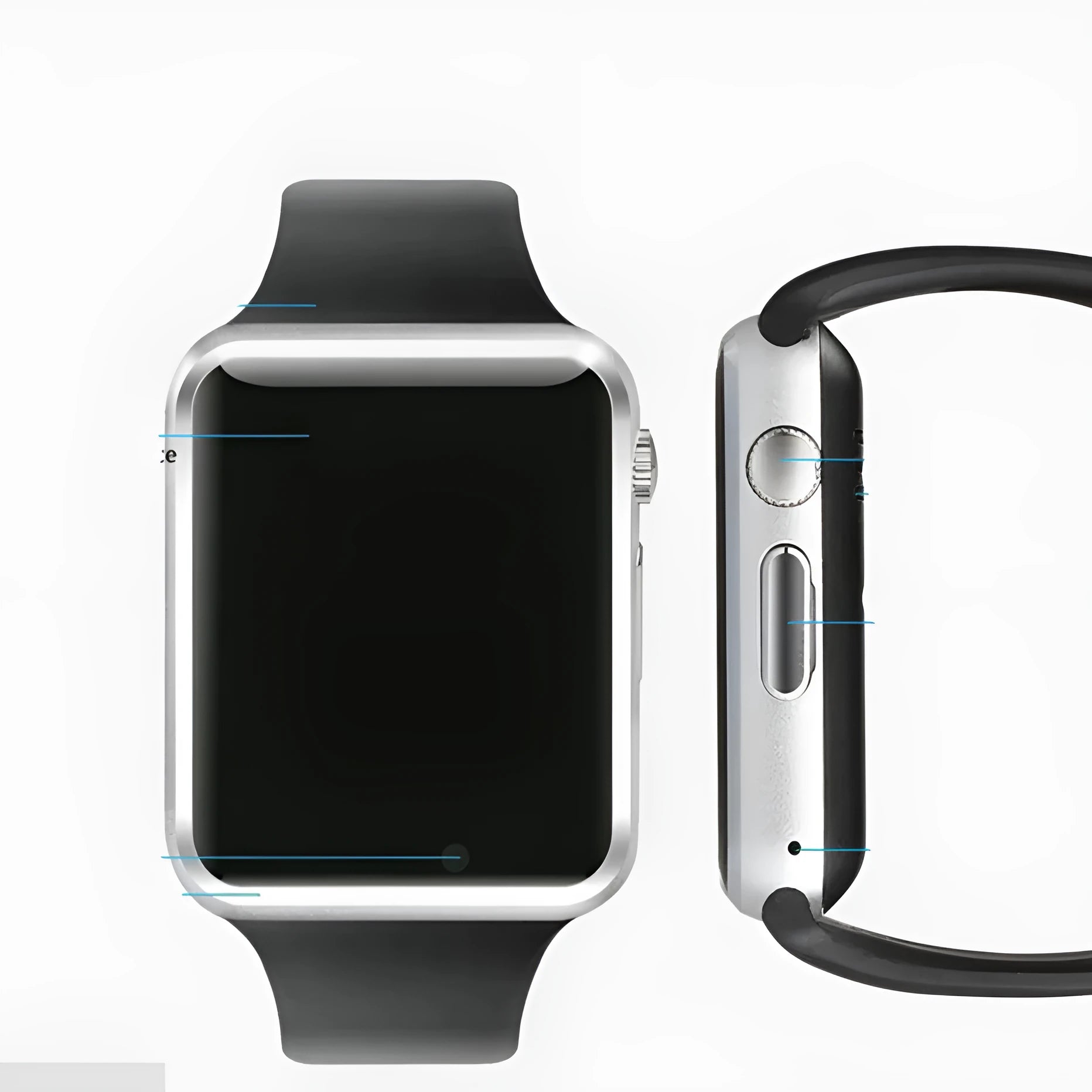 A1 Smart Watch for Android with phone call functionality, GSM SIM support, and camera in multiple colour options