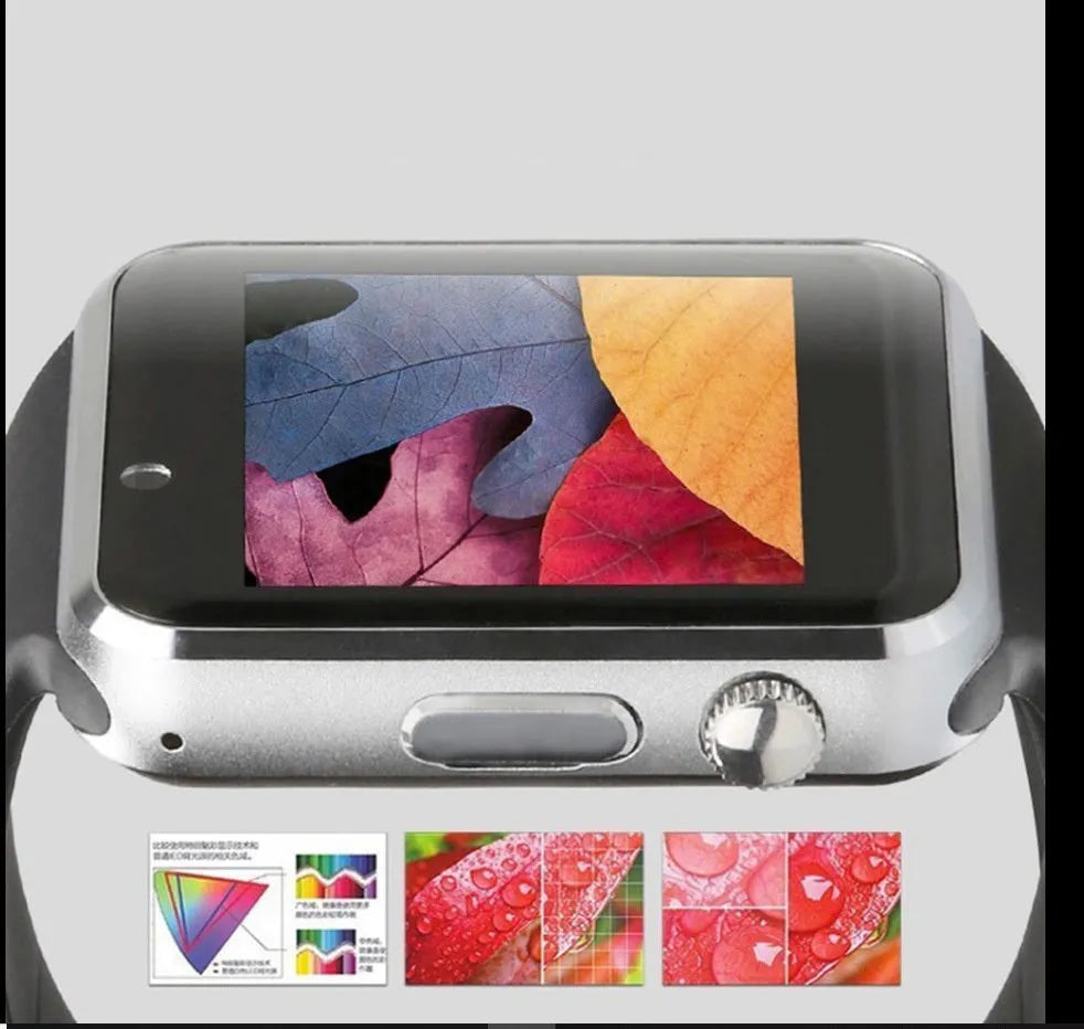 A1 Smart Watch for Android with phone call functionality, GSM SIM support, and camera in multiple colour options