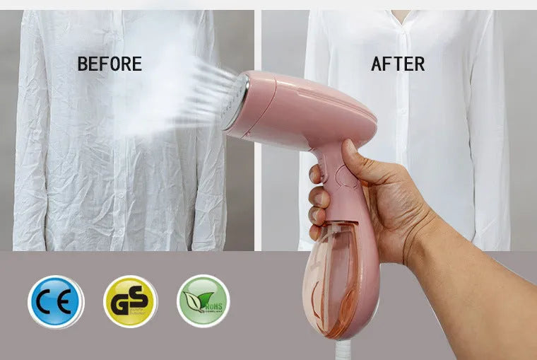 Sokany pink handheld steam ironing brush with power cord and EU plug