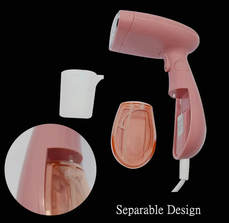 Sokany pink handheld steam ironing brush with power cord and EU plug