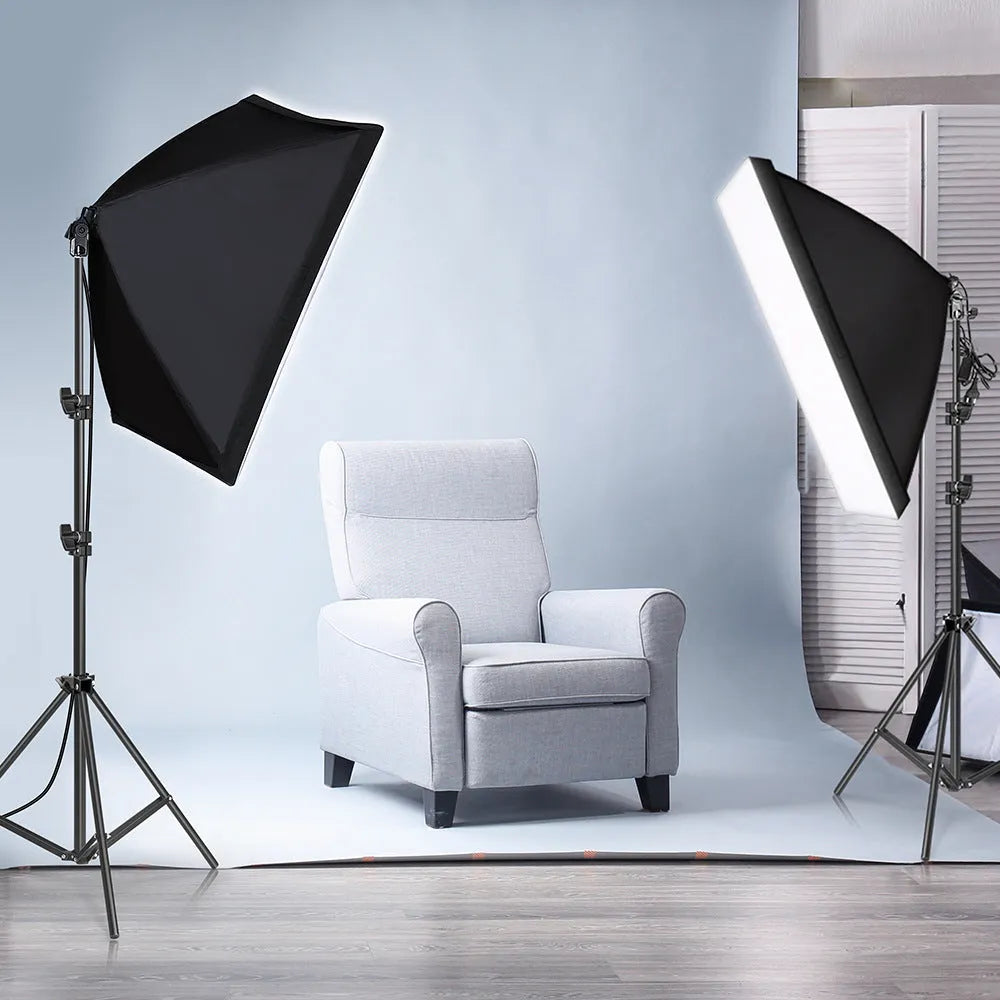 Photography studio light set with 50x70cm softbox on 2 metre stand for product shooting