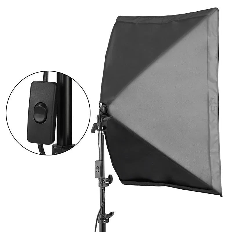 Photography studio light set with 50x70cm softbox on 2 metre stand for product shooting