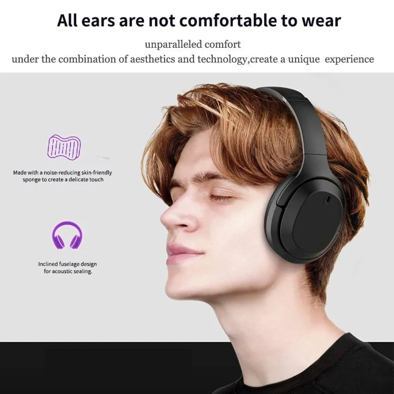 Black Gorsun E98 wireless Bluetooth over-ear headset with padded headband and memory-protein ear cushions