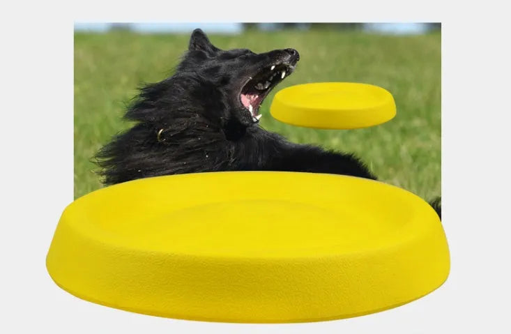 Yellow EVA plastic dog throwing toy weighing 70g for training and bonding activities