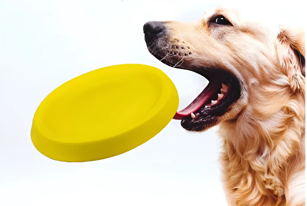 Yellow EVA plastic dog throwing toy weighing 70g for training and bonding activities