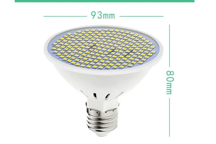 E27 screw base LED light bulb with a white PC lamp cup, shown alongside Warm White and Cool White lighting examples.