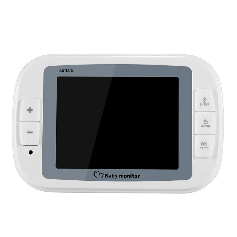 White wireless baby monitor with 3.5 inch screen and UFO-style camera unit for nursery monitoring