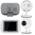 White wireless baby monitor with 3.5 inch screen and UFO-style camera unit for nursery monitoring