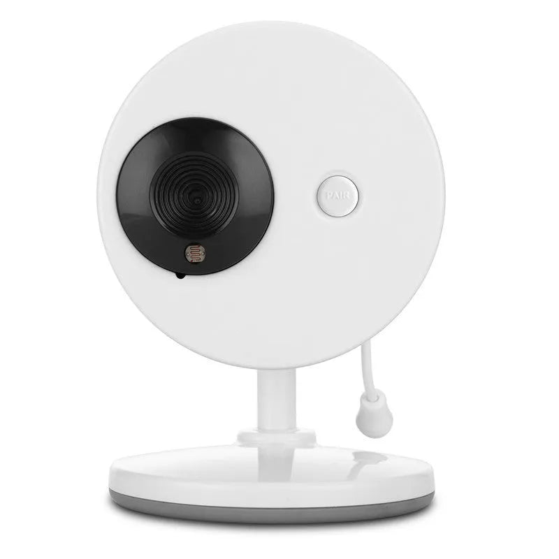 White wireless baby monitor with 3.5 inch screen and UFO-style camera unit for nursery monitoring