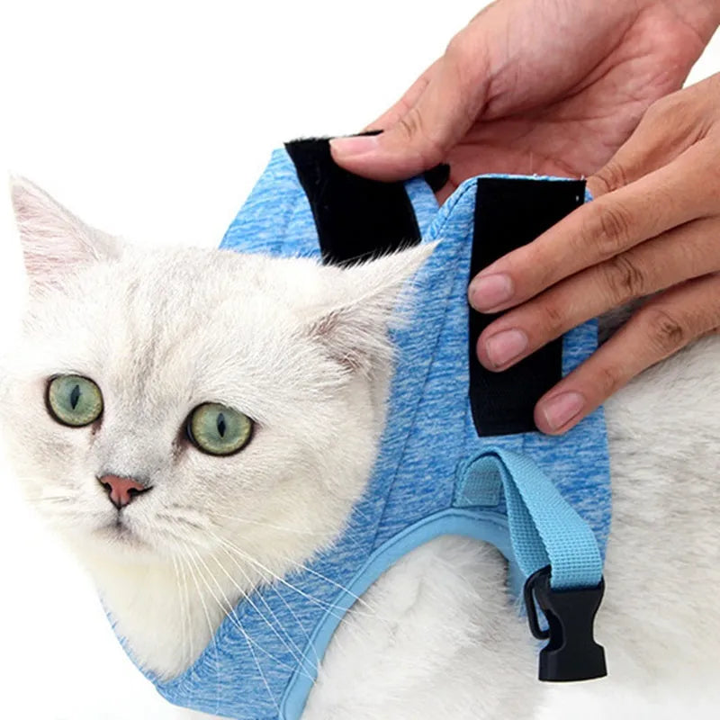 Chest harness cat leash vest in dark grey with 1.2 metre rope, lightweight design for cats 2-13 kg