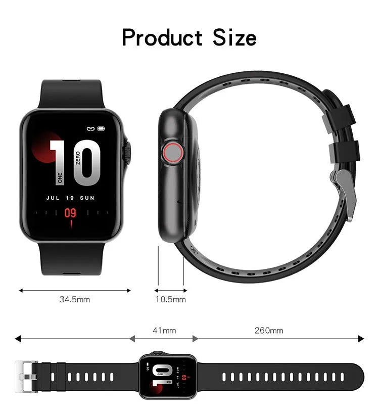 Bluetooth smart watch with colour touch screen and liquid silicone strap showing split-screen display