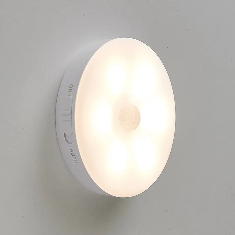 Wireless body sensing LED night lights for automatic hallway and cabinet illumination