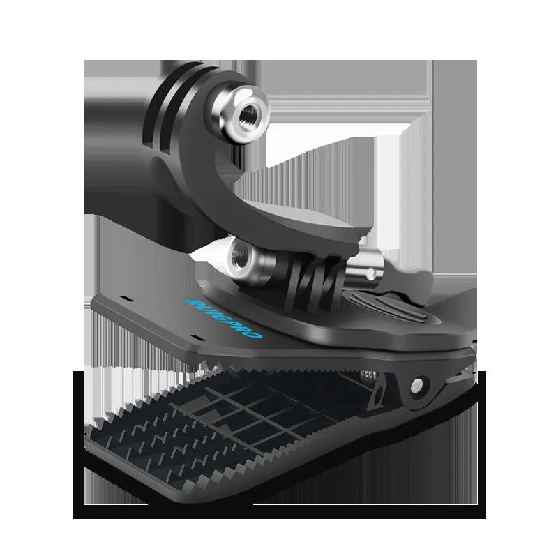 360-degree rotating backpack clip for GoPro action cameras with ABS and aluminium alloy construction