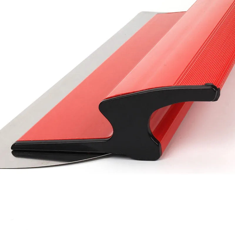 Red 40cm levelling scraper tool for wall putty and wallpaper work