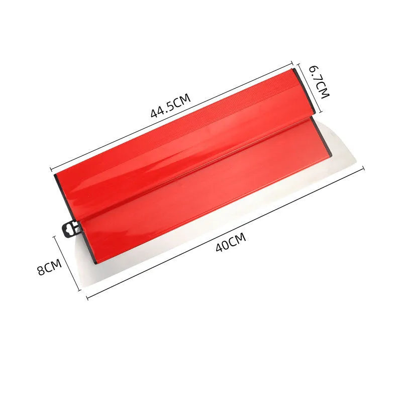 Red 40cm levelling scraper tool for wall putty and wallpaper work