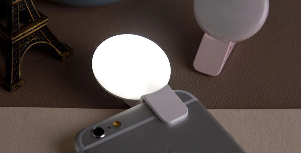 Round fill light for make-up selfies, always bright, in Black, Pink or White, for mobile phone use
