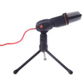 Black wired PC microphone with clip holder and 1.85m cable for chatting and karaoke