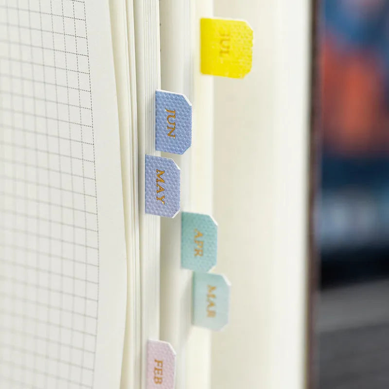 Ten sheets of morandi gradient bookmark stickers with symphony pattern, each measuring 88 by 110 millimetres