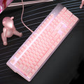 Pink wired mechanical keyboard and mouse set with green or red axis switches for e-sports gaming