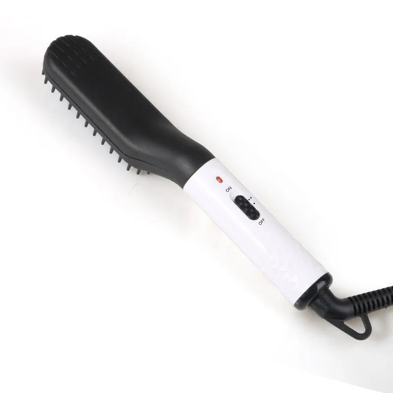Electric beard straightener hot comb in gold or white with ceramic teeth and MCH heating, 28.5cm box