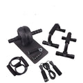 Resistance bands and push-up bar fitness set in chosen colour, showing portable design for abdominal core training.