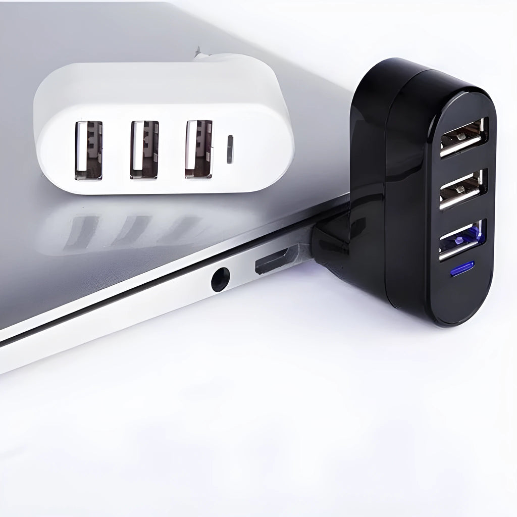 USB 2.0 hub splitter with spin colour design in black and white colour options