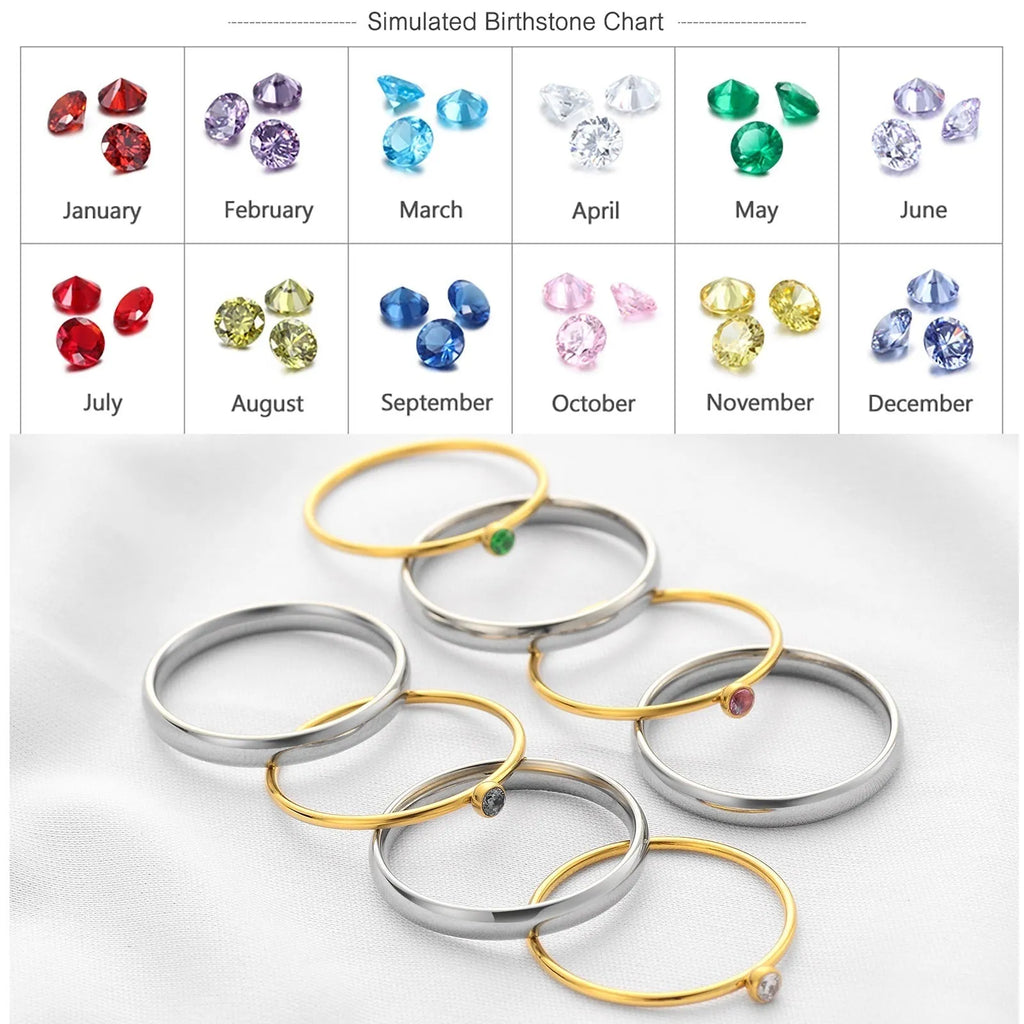 Titanium steel engraved ring with December birthstone colour in geometric design