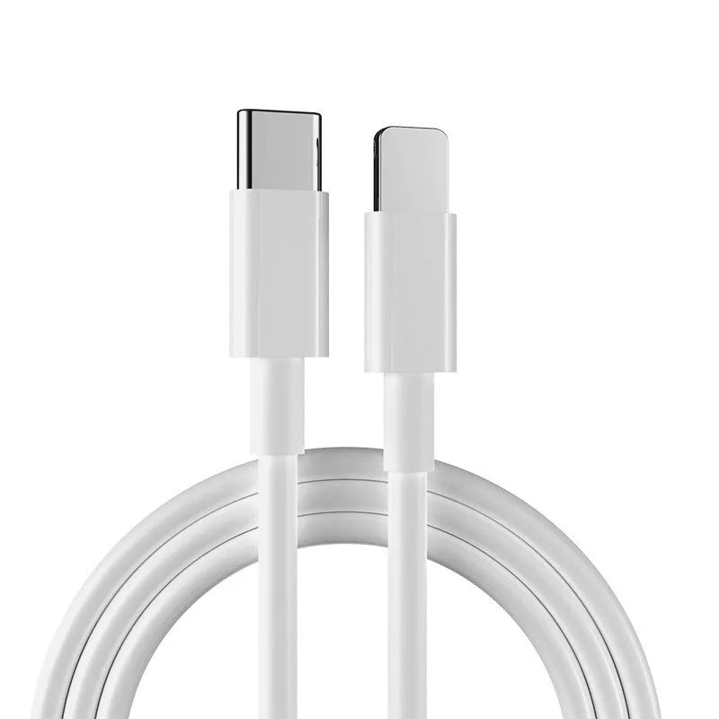 White 20W USB-C fast charger and cable for Apple iPhone 12 and iPad devices