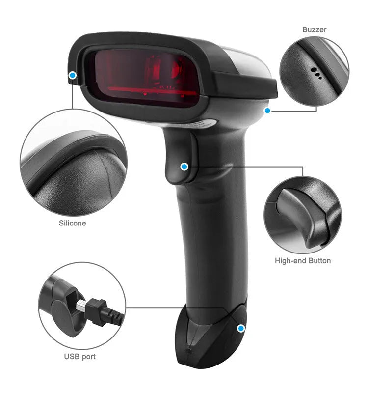 Wireless Laser Barcode Scanner 6900 black handheld scanner with USB interface