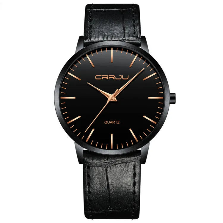 Casual quartz watch with alloy case, plexiglass mirror, and choice of mesh, leather or steel strap.